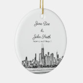 Persoonlijke Chicago Skyline Keramisch Ornament (Rechts)