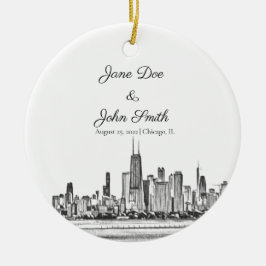 Persoonlijke Chicago Skyline Keramisch Ornament