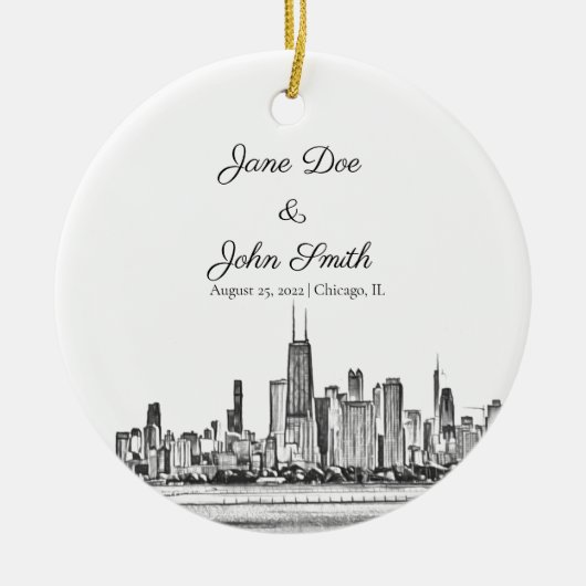 Persoonlijke Chicago Skyline Keramisch Ornament (Voorkant)