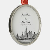 Persoonlijke Chicago Skyline Metalen Ornament (Rechts)
