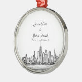 Persoonlijke Chicago Skyline Metalen Ornament (Links)