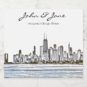 Persoonlijke Chicago Skyline Sparkling Wijnetiket (Enkel label)