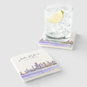 Persoonlijke Chicago Skyline Stenen Onderzetter (Zijkant)