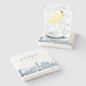 Persoonlijke Chicago Skyline Stenen Onderzetter (Zijkant)