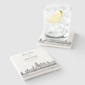 Persoonlijke Chicago Skyline Stenen Onderzetter (Zijkant)