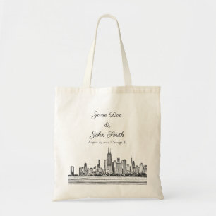 Persoonlijke Chicago Skyline Tote Bag