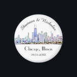 Persoonlijke Chicago Skyline Wedding Magneet<br><div class="desc">Deze magneten maken perfecte trouwfeesten of cadeaus.</div>