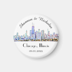 Persoonlijke Chicago Skyline Wedding Magneet