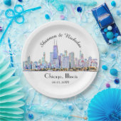 Persoonlijke Chicago Skyline Wedding Papieren Bordje (Feest)