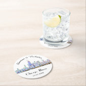 Persoonlijke Chicago Skyline Wedding Ronde Kartonnen Onderzetter (Insitu)