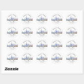 Persoonlijke Chicago Skyline Wedding Ronde Sticker (Vel)