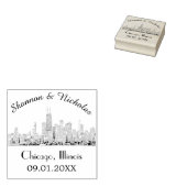 Persoonlijke Chicago Skyline Wedding Rubberstempel (Gestempeld)