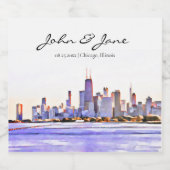 Persoonlijke Chicago Skyline Wedding Sparkling Wijnetiket (Enkel label)