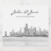 Persoonlijke Chicago Skyline Wedding Sparkling Wijnetiket (Enkel label)