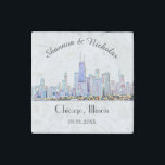 Persoonlijke Chicago Skyline Wedding Stenen Magneet<br><div class="desc">Deze magneten maken perfecte gunsten of maken een perfecte gave voor het stel.</div>