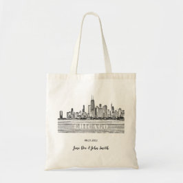 Persoonlijke Chicago Skyline Wedding Tote Bag