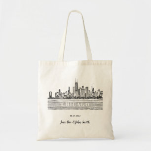 Persoonlijke Chicago Skyline Wedding Tote Bag
