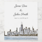 Persoonlijke Chicago Skyline Wijn Etiket (Enkel label)