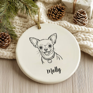 Persoonlijke Chihuahua-hond Kerstmis Keramisch Ornament
