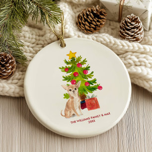 Persoonlijke Chihuahua-hond Kerstmis Keramisch Ornament