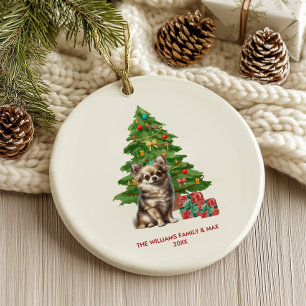 Persoonlijke Chihuahua-hond Kerstmis Keramisch Ornament