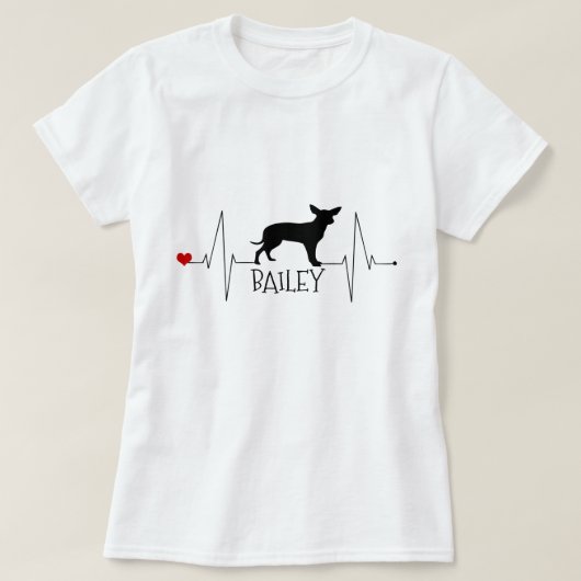 Persoonlijke Chihuahua Love My Dog Heart Beat T-shirt (Design voorkant)