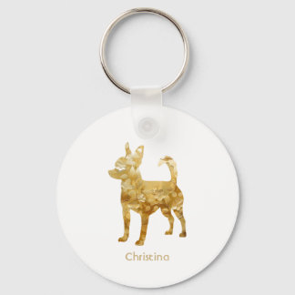 Persoonlijke Chihuahua-sleutelhanger Gouden Bloem Sleutelhanger