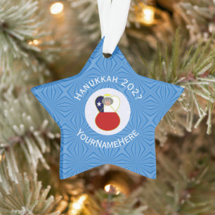 Persoonlijke Chileense Abuela-engel Hanukkah-vlag  Ornament