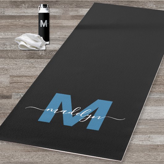 Persoonlijke Chique Calligrafie Naam Monogram Blau Yogamat