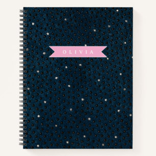 Persoonlijke chique donkere denim rhinestone patro notitieboek