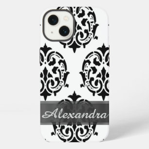 Persoonlijke chique elegante zwarte en witte damas iPhone 13 hoesje