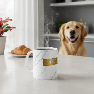 Persoonlijke chique marmeren en gouden naam koffie koffiemok