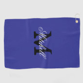 Persoonlijke chique monogram blauwe golfhanddoek c (Horizontaal)