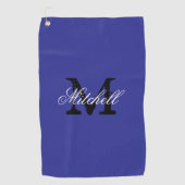Persoonlijke chique monogram blauwe golfhanddoek c (Voorkant)