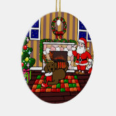 Persoonlijke Chocolade Lab-kerstCartoon Keramisch Ornament (Rechts)