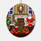 Persoonlijke Chocolade Lab-kerstCartoon Keramisch Ornament (Links)
