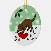 Persoonlijke Chocolade Lab-kerstCartoon Keramisch Ornament (Rechts)