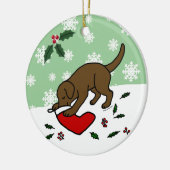 Persoonlijke Chocolade Lab-kerstCartoon Keramisch Ornament (Links)