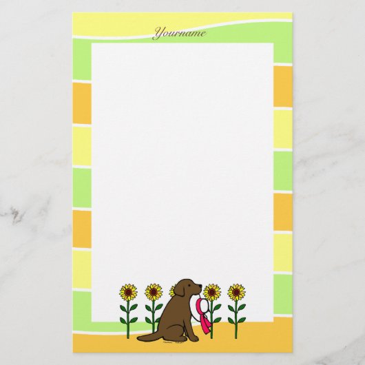 Persoonlijke chocolade-labrador met zonnebloemen briefpapier (Voorkant)