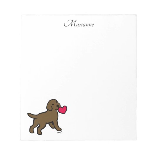 Persoonlijke chocolade Labrador Puppy and Heart Notitieblok (Voorkant)