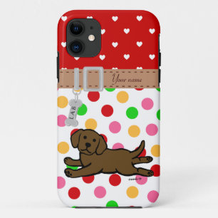 Persoonlijke Chocolade Labrador Puppy Cartoon iPhone 11 Hoesje