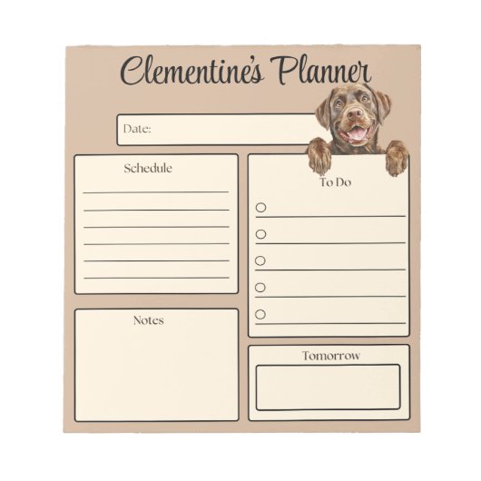Persoonlijke Chocolate Labrador Dagelijkse Planner Notitieblok (Voorkant)