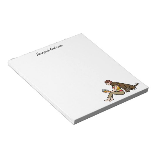 Persoonlijke Chocolate Labrador en mam Reading Notitieblok (Schuin)