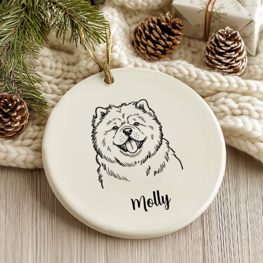 Persoonlijke Chow Chow Hond Kerstmis Keramisch Ornament