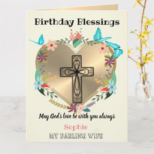 Persoonlijke Christelijke verjaardagskaart voor vr Kaart (Gele Bloem)