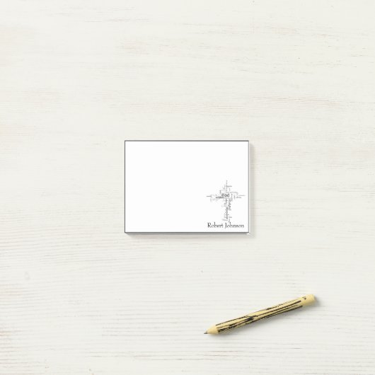 Persoonlijke christelijke woorden kruis post-it® notes (Op bureau)