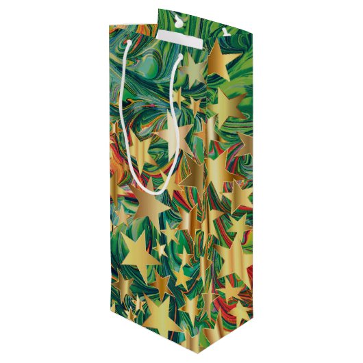 Persoonlijke CHRISTMAS STARS Wijn Cadeautas (Achterkant Gekanteld)