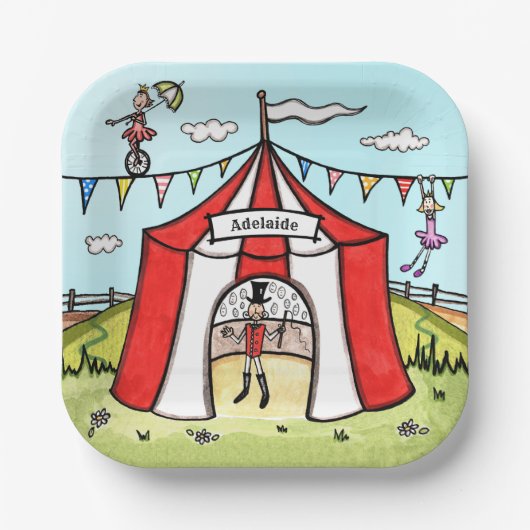 Persoonlijke Circustent Papieren Bordje (Voorkant)