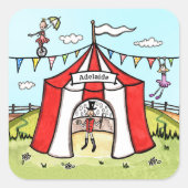 Persoonlijke Circustent Vierkante Sticker (Voorkant)