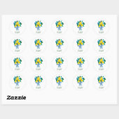 Persoonlijke citroen bruidsfeest monogram ronde sticker (Vel)